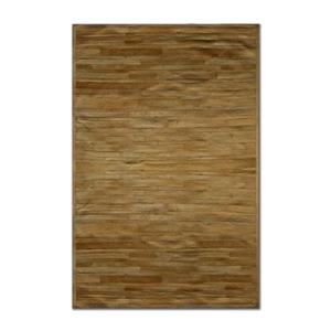 Natural by Lifestyle Brands 5-ft x 8-ft Tan Linear Cowhide Stitched Rug