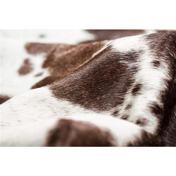 Tapis kobe en peau de vache, 5 pi x 7 pi, marron/blanc