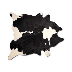 Tapis kobe en peau de vache, 6' x 7', noir / blanc