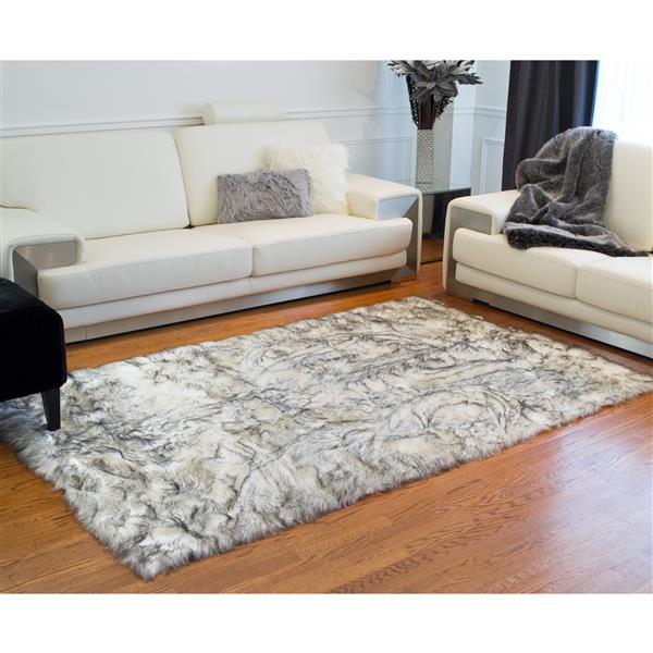 LUXE Hudson Faux Sheepskin Rug - 5-ftx 8-ft -  Grey