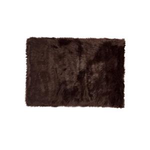 LUXE Hudson Faux Sheepskin 2-ft x 3-ft Chocolate Indoor Area Rug