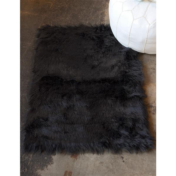 Luxe Hudson Faux Sheepskin 2-ft x 3-ft Black Indoor Area Rug