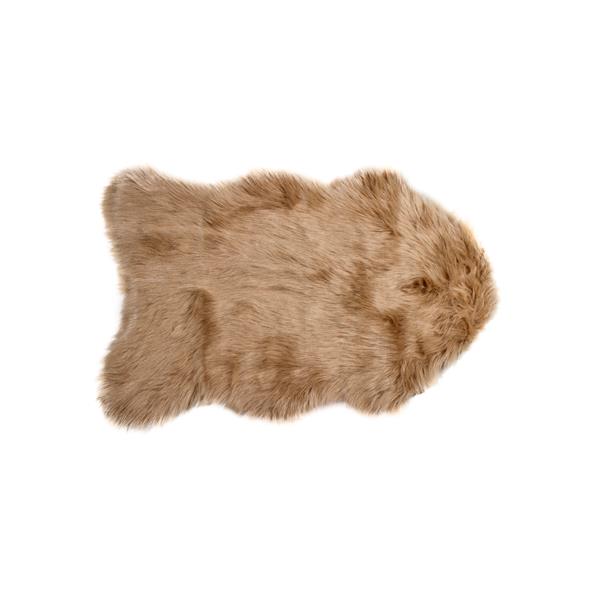 Luxe Gordon Faux Sheepskin 2-ft x 3-ft Dark Tan Area Rug