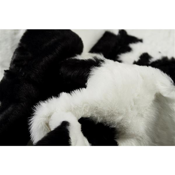 Tapis en fausse en peau de vache , 5,25 pi x 7,5 pi, noir/blanc