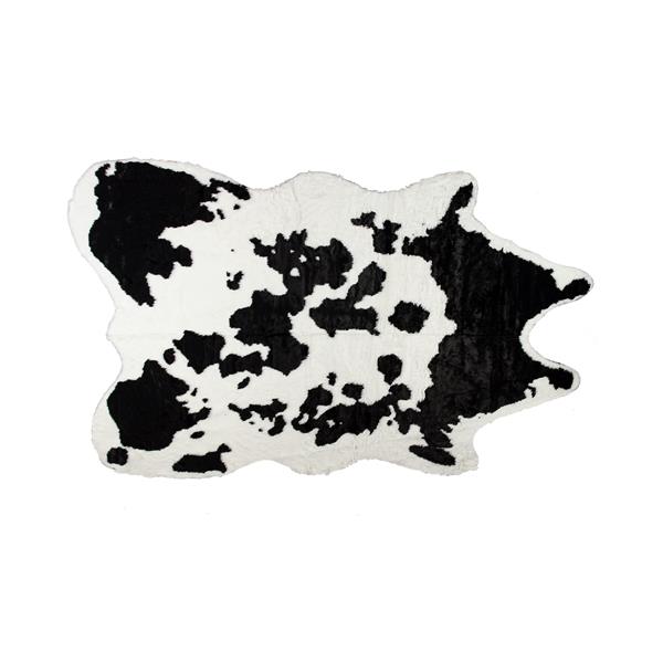 Tapis en fausse en peau de vache , 5,25 pi x 7,5 pi, noir/blanc