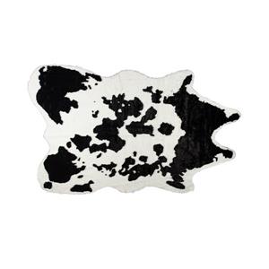 LUXE Faux Hide 5-ft x 7-ft Black & White Cow Indoor Area Rug