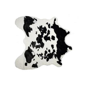 Tapis en fausse en peau de vache , 4,25 pi x 5 pi,  blanc/noir