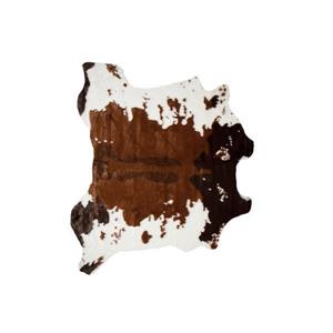 Luxe Faux Hide 4-ft x 5-ft Chocolate & White Cow Indoor Area Rug