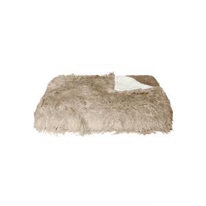 LUXE Modern Traditional 50-in x 70-in Tan Mongolian Sheepskin Faux Fur Throw