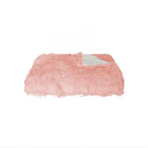 LUXE Modern Traditional 50-in x 70-in Dusty Rose Mongolian Sheepkin Faux Fur Throw