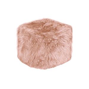LUXE Marbre Mongolian 17-in x 16-in x 17-in Dusty Rose Sheepskin Faux Fur Ottoman