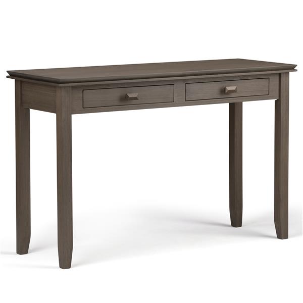 Simpli Home Artisan 29 5 In Farmhouse Gray Console Sofa Table