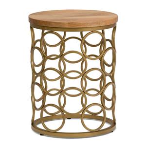 Simpli Home Sadie 17-in x 17-in x 22-in Round Gold Accent Table