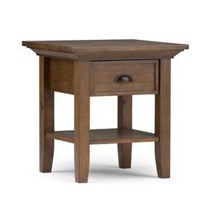 Simpli Home Redmond 19-in x 19-in x 20-in Brown Square End Table