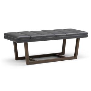 Simpli Home Jenson 53-in x 19.1-in x 18.1-in Gray Faux Leather Ottoman Bench