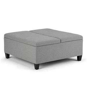 Simpli Home Ellis 36-in x 36-in x 16.5-in Grey Coffee Table Storage Ottoman
