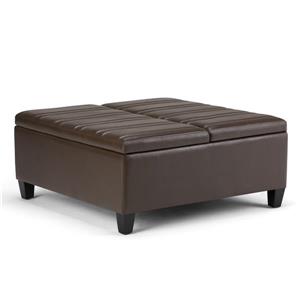 Simpli Home Ellis 36-in x 36-in x 16.5-in Chocolate Brown Coffee Table Storage Ottoman