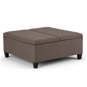 Simpli Home Ellis 36-in x 36-in x 16.5-in Brown Coffee Table Storage Ottoman