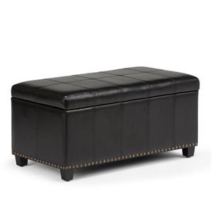 Simpli Home Amelia 33.5-in x 18-in x 16.5-in Black Storage Ottoman Bench