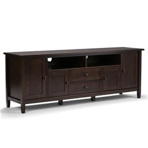 Simpli Home Warm Shaker 72-in 17.3-in x 26.1-in Tobacco Brown TV Media Stand