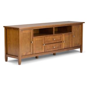 Simpli Home Warm Shaker 72-in 17.3-in x 26.1-in Brown TV Media Stand
