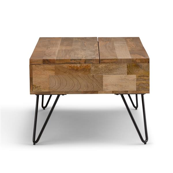 Simpli Home Hunter Industrial, Coffee Table Brown Square Solid Mango Wood