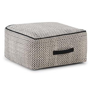 Simpli Home Shea 20-in x 20-in x 10-in Black Natural Cotton Patterened Square Pouf
