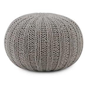 Simpli Home Shelby 20-in x 20-in x 14-in Dove Grey Cotton Round Pouf