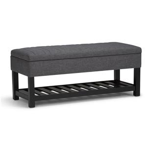 Simpli Home Memphis 43.3-in x 16.9-in x 18.5-in Grey Storage Ottoman Bench