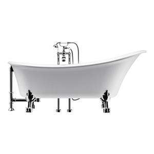 A&E Bath & Shower Freestanding Clawfoot Bathtub - 69-in - Glossy White