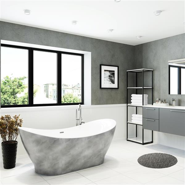 A&E Bath and Shower Tundra Freestanding Bathtub - 66-in - Silver