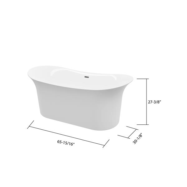 A&E Bath & Shower Sequana Freestanding Bathtub - 71-in - Glossy White