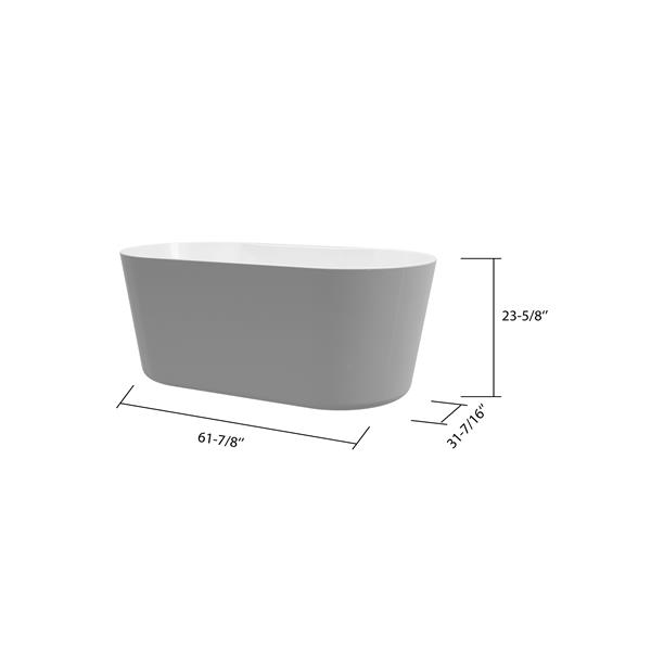 A&E Bath and Shower Sorel Freestanding Bathtub with faucet - 62-in - White