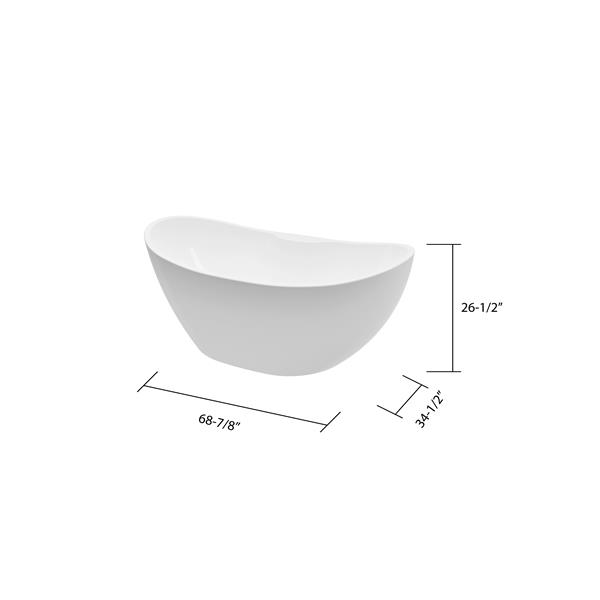 A&E Bath & Shower Freestanding Clawfoot Bathtub - 69-in - Glossy White