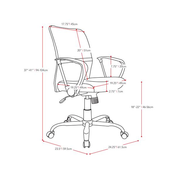 Chaise de bureau avec dossier profilé en mailles, jaune