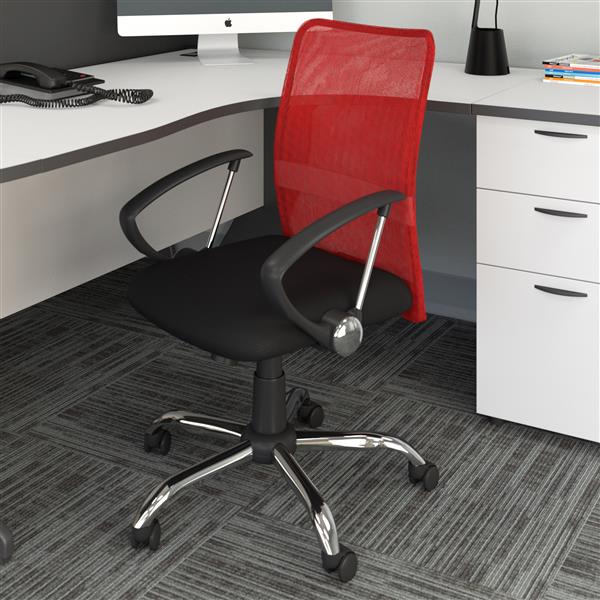 CorLiving 20.00-in x 19.00-in Contoured Red Mesh Back Office Chair