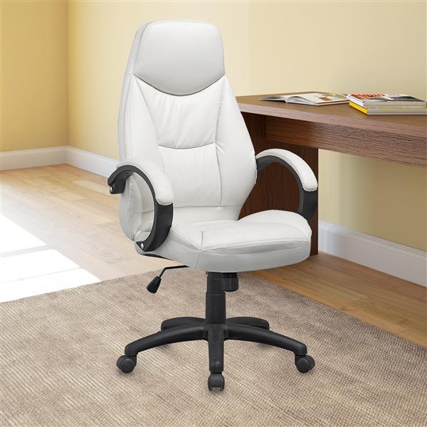CoreLiving 23.00-in x 20.00-in White Leatherette Executive Office Chair