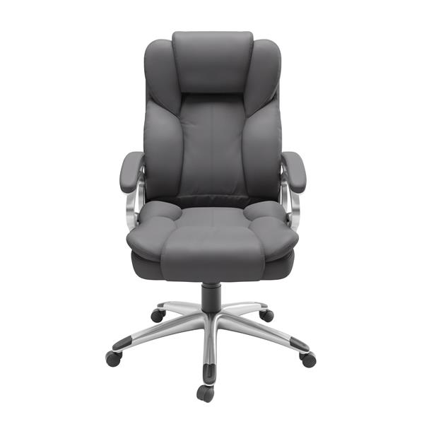 CoreLiving 22.50-in x 21.00-in Steel Grey Leatherette Executive Office Chair