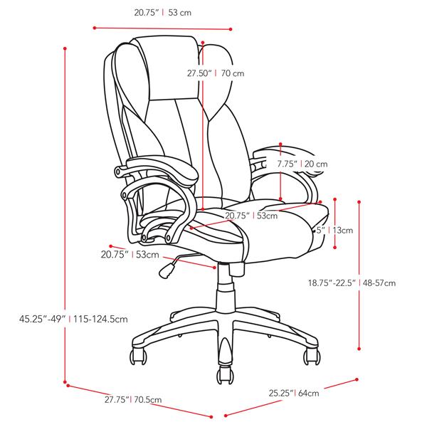 CoreLiving 22.50-in x 21.00-in Steel Grey Leatherette Executive Office Chair