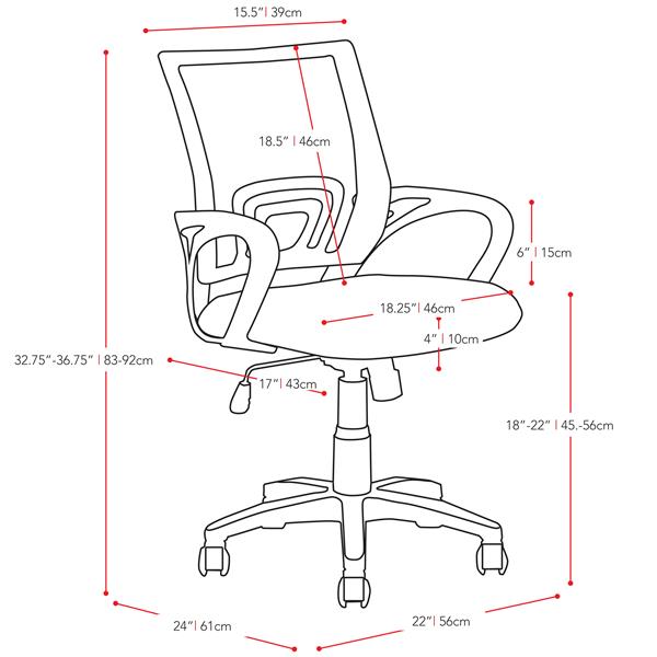 CorLiving 18.50-in x 18.25-in Contoured Pink Mesh Back Office Chair