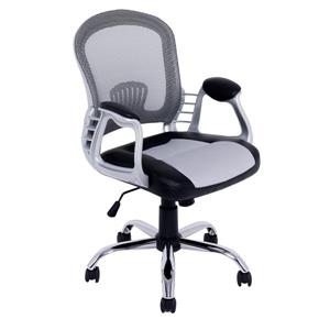 Chaise de bureau en similicuir noir et tissu de mailles gris