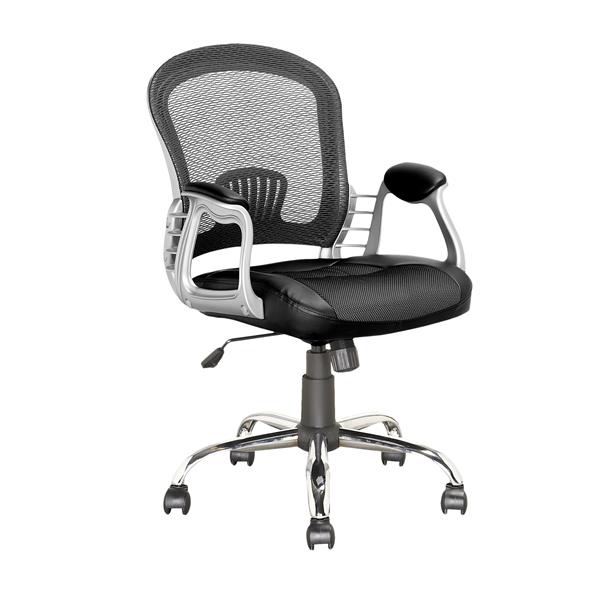 CorLiving 19.50-in x 19.25-in Black Leatherette and Mesh Office Chair ...