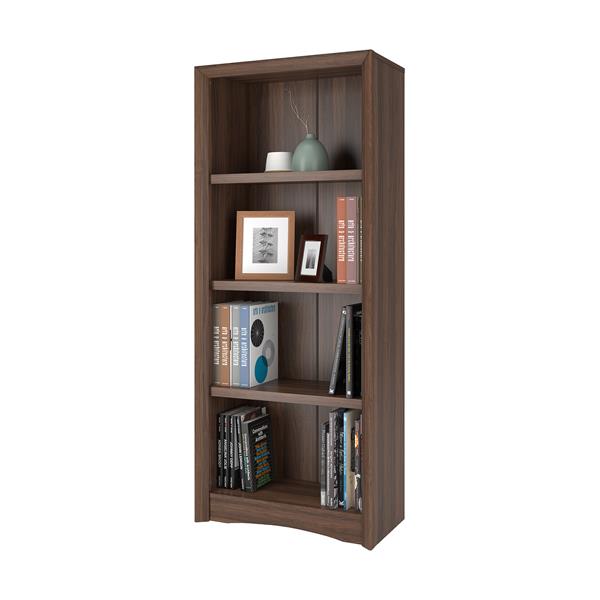 CorLiving Quadra Tall Bookcase 24 x 59-in Faux Woodgrain Finish Walnut