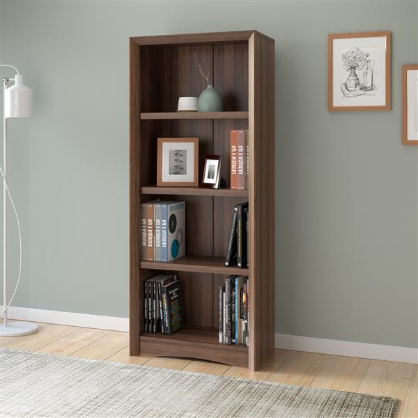 CorLiving Quadra Tall Bookcase 24 x 59-in Faux Woodgrain Finish Walnut