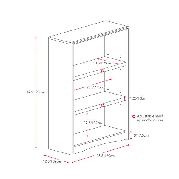 CorLiving Quadra Tall Bookcase 24 x 47-in Faux Woodgrain Finish Walnut