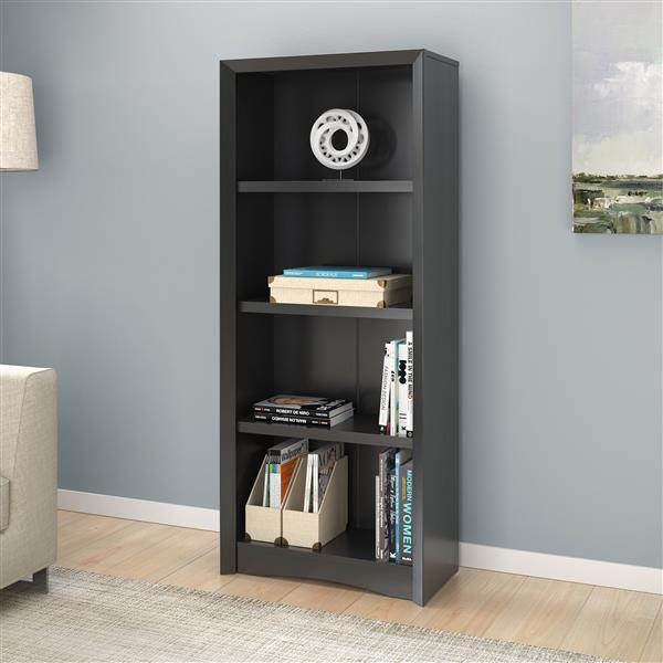 CorLiving Quadra Tall Bookcase 24 x 59-in Faux Woodgrain Finish Black