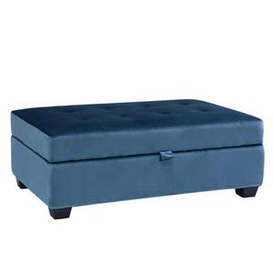 Pouf de rangement Antonio en velours, bleu