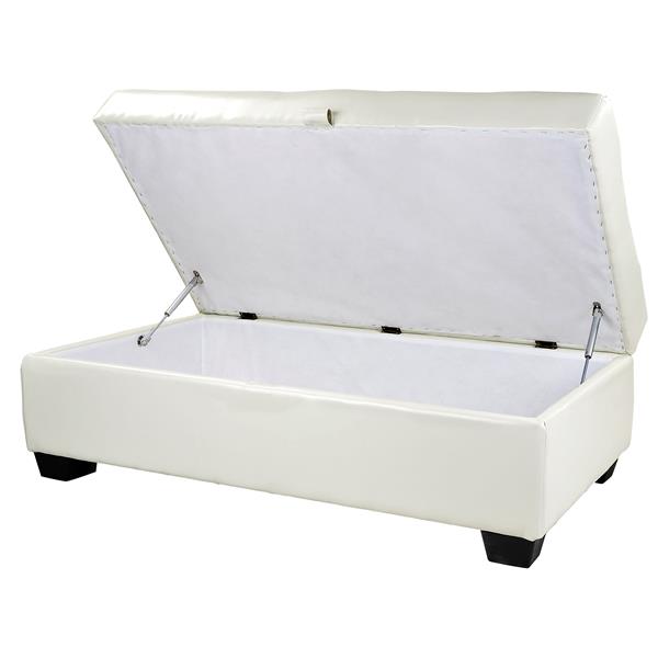 CorLiving Antonio 46-in x 28-in x 18-in White Bonded Leather Storage Ottoman