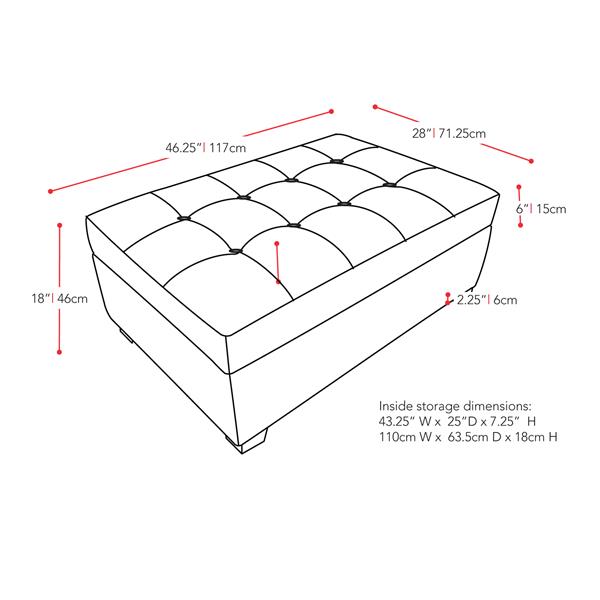 CorLiving Antonio 46-in x 28-in x 18-in White Bonded Leather Storage Ottoman