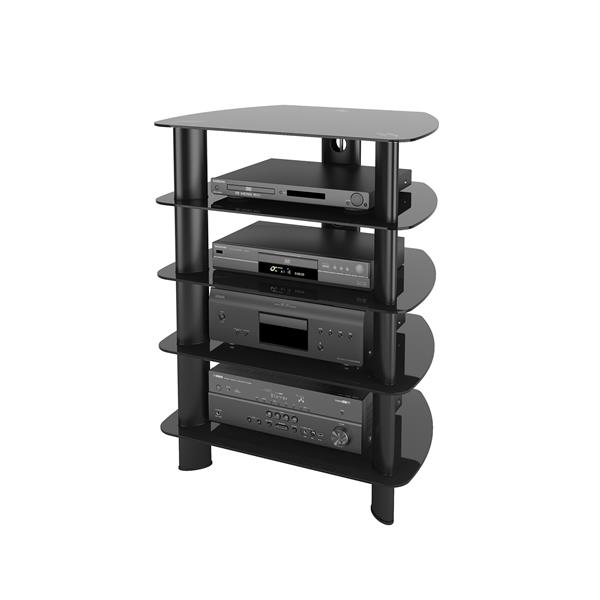 CorLiving Laguna Satin Black Stand with Glass Component